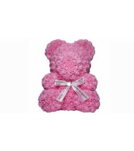 Pink Rose Bear. An arrangement by Avenue Flowers and Gifts.