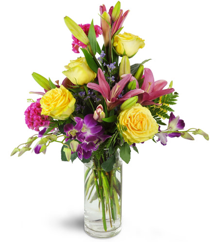 Truly Special Trio™. An arrangement by Avenue Flowers and Gifts. Surprise them with an abundance of roses, lilies, Dendrobium orchids, and more..