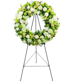 Serene Wreath. An arrangement by Avenue Flowers and Gifts.